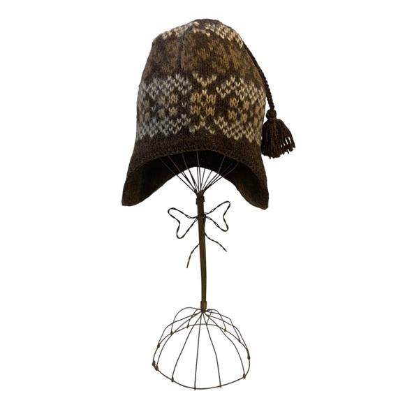 Vintage Wool Fair Isle Beanie Hat With Ear Flaps And Tassel OS - Picture 7 of 7